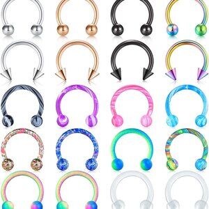 16G Stainless Steel Horseshoe Septum Rings – Hypoallergenic Body Jewelry Set